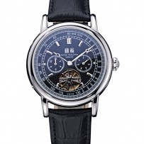 Patek Philippe Geneve Grand Complications Tourbillon con quadrante nero Cinturino in acciaio inossidabile nero 622155