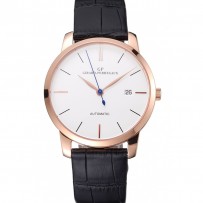 Swiss Girard-Perregaux 1966 quadrante bianco cassa in oro cinturino in pelle nera