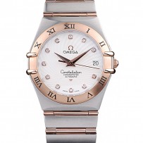 Omega Swiss Constellation Jewelry Quadrante bianco con cassa in oro rosa con stemma radiale