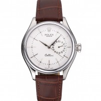 Rolex Cellini quadrante bianco cinturino in pelle marrone cassa in acciaio inossidabile 622.723