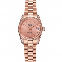 Swiss Rolex DateJust Rose Gold Dial Diamond Case Bracciale in oro rosa 1453977