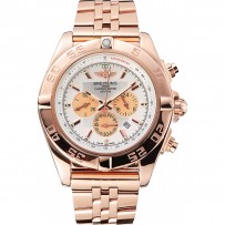 Breitling Chronomat 44 Quadrante Bianco Bracciale in Oro Rosa - 622518