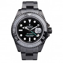 Swiss Rolex GMT Master II Pro Hunter - Cinturino in Acciaio Nero - Quadrante Nero