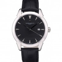 Swiss Vacheron Constantin Traditionnelle quadrante nero cassa in acciaio inossidabile bracciale in pelle nera