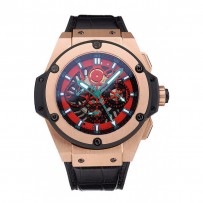 Swiss Hublot Big Bang Limited Edition quadrante nero e rosso Cassa in oro Cinturino in pelle nera 62289