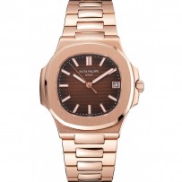 Swiss Patek Philippe Nautilus Bracciale in acciaio inossidabile con quadrante marrone scuro 1453949