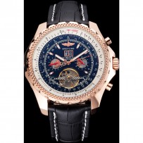 Breitling For Bentley Mulliner Tourbillon quadrante nero cassa in oro rosa cinturino in pelle nera