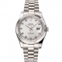 Swiss Rolex Datejust quadrante argento cassa e bracciale in acciaio inossidabile