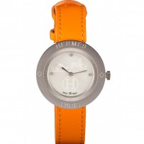 Bracciale Hermes Classic MOP in pelle arancione con quadrante 801390