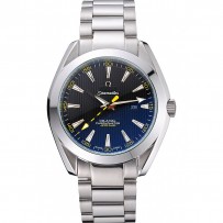 Omega Seamaster Aqua Terra quadrante nero bracciale in acciaio inossidabile con numeri gialli 622524