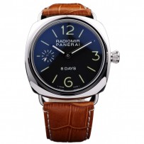 Panerai Radiomir 8 giorni quadrante nero cinturino in pelle marrone