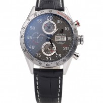 Tag Heuer Swiss Carrera tachimetro lunetta cinturino in pelle nera quadrante marrone a scacchi