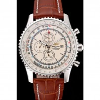 Breitling Navitimer World Quadrante Bianco Bracciale in Pelle Marrone - 622514