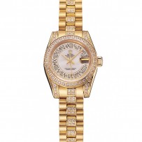 Swiss Rolex DayJust Diamond Pave quadrante bianco Bracciale in oro con diamanti 1453957