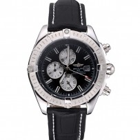 Breitling Chronomat 13 cassa in acciaio inossidabile quadrante nero cinturino in pelle nera 622.237