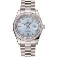 Swiss Rolex Day-Date Ice Blue Dial Diamond Case Diamond Numeri Bracciale in acciaio inossidabile 1453963