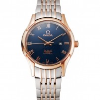 Omega de ville quadrante blu cassa in oro rosa bracciale bicolore 1453783