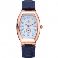 Omega Sochi Petrograd quadrante bianco cassa in oro cinturino in pelle blu 622.820