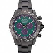 Rolex Daytona Black Ion Placcato Tachimetro Cinturino in acciaio inossidabile nero Quadrante verde 80246