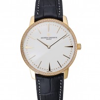 Swiss Vacheron Constantin Patrimony Grand Taille quadrante bianco cassa in oro con diamanti Bracciale in pelle nera 1454181