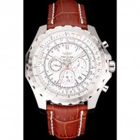 Breitling Bentley Motors T cassa in acciaio inossidabile quadrante bianco cinturino in pelle marrone 622.234