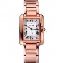 Cartier Tank Anglaise 30mm quadrante bianco cassa e bracciale in oro rosa