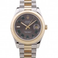 Rolex Datejust quadrante grigio lunetta rigata oro 7479