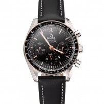 Swiss Omega Speedmaster Professional quadrante nero con accenti in oro Bracciale in pelle nera 1453937