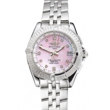 Breitling Colt Lady quadrante rosa cassa e bracciale in acciaio inossidabile con indici delle ore di diamanti