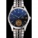 Omega De Ville Moonphase Tourbillon quadrante nero Cassa in acciaio inossidabile Bracciale bicolore in acciaio nero