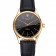 Svizzero Rolex Cellini quadrante nero oro marcature cassa in oro cinturino in pelle nera