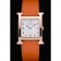 Hermes Heure H lunetta in oro rosa cinturino in pelle arancione quadrante bianco 80234