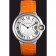 Cartier Ballon Bleu lunetta in argento con quadrante bianco e cinturino in pelle arancione 621550