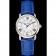 Cartier Ronde quadrante bianco Diamond Hour Marks cassa in acciaio inossidabile cinturino in pelle blu