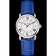 Cartier Ronde quadrante bianco Diamond Hour Marks cassa in acciaio inossidabile cinturino in pelle blu