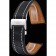 Braccialetto Breitling in pelle nera con cuciture bianche 622482