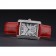Cartier Tank MC cassa in acciaio inossidabile con diamanti quadrante bianco cinturino in pelle rossa 622173