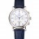 Cronografo Omega Seamaster Vintage quadrante bianco con indici delle ore blu Cassa in acciaio inossidabile Cinturino in pelle blu