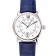 Cartier Ronde Solo quadrante bianco Diamond Hour Marks Cassa in acciaio inossidabile Cinturino in pelle blu