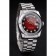 Rolex Day-Date in acciaio inossidabile lucido con quadrante rosso bicolore