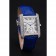 Cartier Tank MC cassa in acciaio inossidabile con diamanti quadrante bianco cinturino in pelle blu 622172