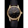 Swiss Rolex Cellini Date quadrante nero cassa in oro cinturino in pelle nera