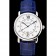 Cartier Ronde Solo quadrante bianco Diamond Hour Marks Cassa in acciaio inossidabile Cinturino in pelle blu