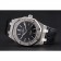 Cassa in acciaio Swiss Audemars Piguet Royal Oak con quadrante nero e cinturino in pelle nera con diamanti