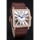 Franck Muller Master Square Diamond Encrusted Rose Gold Bezel Brown Croco Bracelet 80283