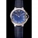 Cartier Ballon Bleu lunetta in argento con quadrante blu scuro e cinturino in pelle blu scuro 621555