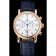 Omega Seamaster cronografo vintage quadrante bianco blu ora segna cassa in oro cinturino in pelle blu