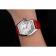 Cartier Tortue Calendario perpetuo quadrante bianco Cassa in acciaio inossidabile Cinturino in pelle rossa