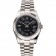 Swiss Rolex Datejust quadrante nero con numeri romani cassa e bracciale in acciaio inossidabile
