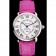 Cartier Ronde Louis Cartier quadrante bianco cassa in acciaio cinturino in pelle fucsia